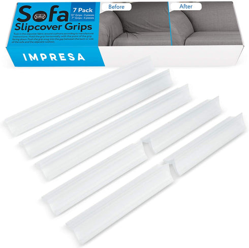 Sofa Slipcover Tucks 7 Pieces, Slipcover Grips for Sofa, Essential Slipcover Stays to Keep Sofa Covers in Place, Fit Most Sofas & Armchairs, Great for Pet Owners, 3 Pieces 13 Long & 4 Pieces 7 Long