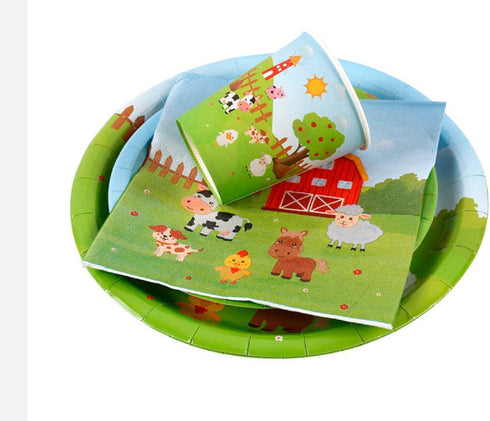 JeVenis 33 PCS Farm animals Party Supplies Farm animals Party Plates and Napkin Farm animals Birthday Banner