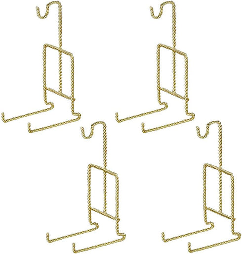 HOHIYA Tea Cup and Saucer Display Stand Holder Rack Teacup Easel Twist Wire (Gold,Pack of 4)