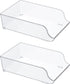 SMARTAKE Soda Can Organizers, 2 PCS Wide Plastic Water Bottle Storage Bins, Clear Refrigerator Organizer Bins, Food Storage Dispensers for Freezer Cabinet Countertops Fridge Kitchen Organization