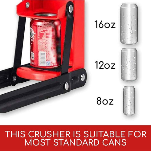 Red Can Crusher Wall Mounted Aluminum Can Crusher 16oz 12oz 8oz Heavy Duty Can Crushers For Recycling Wall Mounted Beer Can Opener And Crush Bottle Two Features In One Can Press