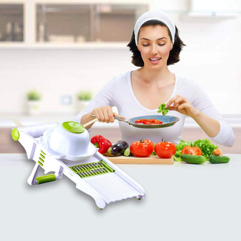 GProMe Mandoline Slicer Vegetable Mandolin, Fruit zucchini Slicer, French Fry Cutter, Food Waffle,Julienne Grater Sharp Stainless Steel Blades