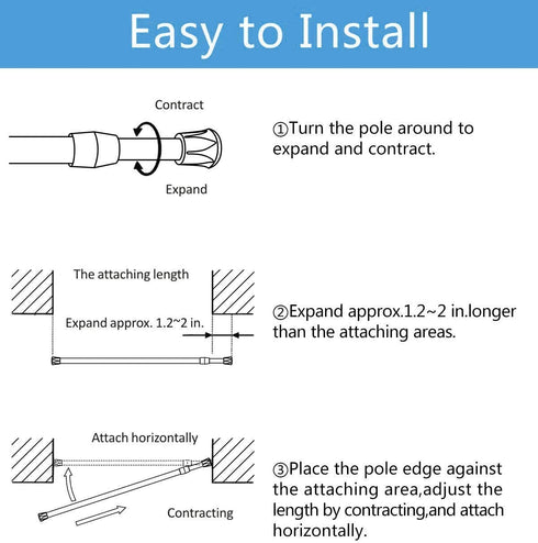 AIZESI 2pcs Tension Rod Wood Tension Curtain Rod 28 To 48 Inches Small Expandable Spring Loaded Curtain Tension Rods Adjustable Expandable Pressure Curtain Tension Rods For Kitchen, bathroom,cupboard