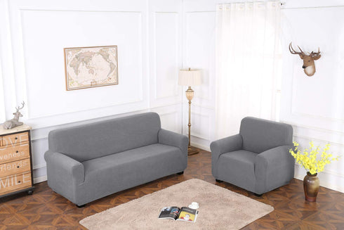 TIANSHU Stretch Loveseat Cover, Durable Loveseat Slipcover with Jacquard Fabric, 1-Piece Non Slip Couch Cover for 2 Cushion Couch, Stay in Place Furniture Cover for Loveseat (Loveseat, Light Gray)