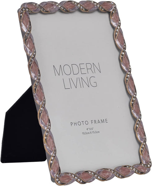 NIKKY HOME 4x6 Purple Jeweled Picture Frame Vintage Desktop - Holds 4" x 6" Photos, Mauve