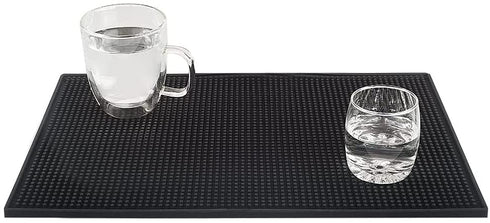 Tebery Black Mat 18" x 12" Rubber Bar Service Spill Mat ( 2 Pack )
