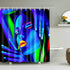 Fangkun Shower Curtain Art Bathroom Blue Decor Set - Polyester Fabric Cool Beautiful Girl with Fluorescent Lights Design Bath Curtains - 12pcs Shower Hooks - 72 x 72 inches