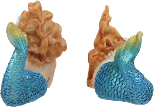 Ebros 4.25" Wide Colorful Nautical Ocean Mermaid Mergirls Under The Sea Miniature Figurines Set of 2 Fantasy Mermaids Sirens of The Seas Figurines Fairy Garden Collectibles