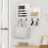 Lwenki Key & Mail Holder for Wall - Rustic Natural Paulownia Wood, 4 Double-Hook Hangers - Wall Mounted Organizer for Decor, Bags, Accessories - Hardware & Manual Included (White)