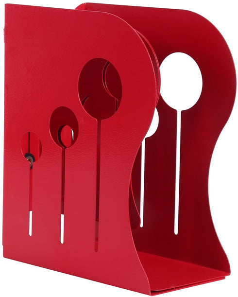 Homend Bookends Metal Iron Adjustable Books Holder Stand Desk Heavy Duty Nonskid Bookend (Red, Large)