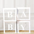 Baby Boxes for Baby Shower with 30 Letters(A-Z+BABY),Baby Shower Decorations Transparent Balloon Boxes Backdrop Baby Blocks for Baby Boy or Girl Shower 1st Birthday,Bridal Shower, Gender Reveal