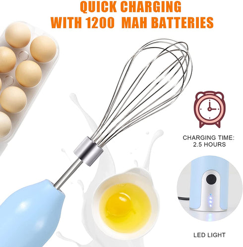 Egg Beater Whisk, Wireless Electric Multi-speed Control Rechargeable Batteries Balloon Whisk for Eggs, Milkshake Cream, Butter, Baby Food Fruits, Sauces and Soup for Kitchen,Camping,Party Gifts