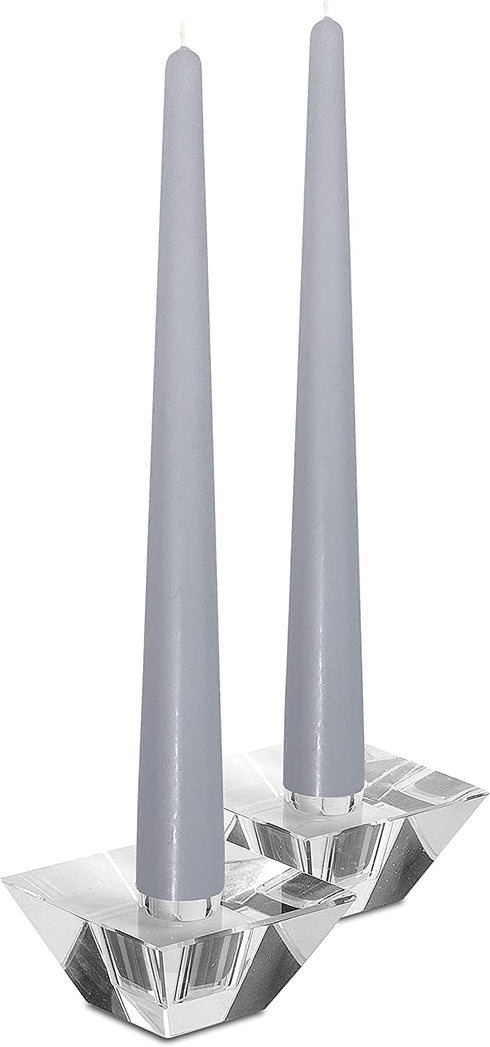 Hyoola Tall Taper Candles - 10 Inch Silver Grey Unscented Dripless Taper Candles - 8 Hour Burn Time - 12 Pack
