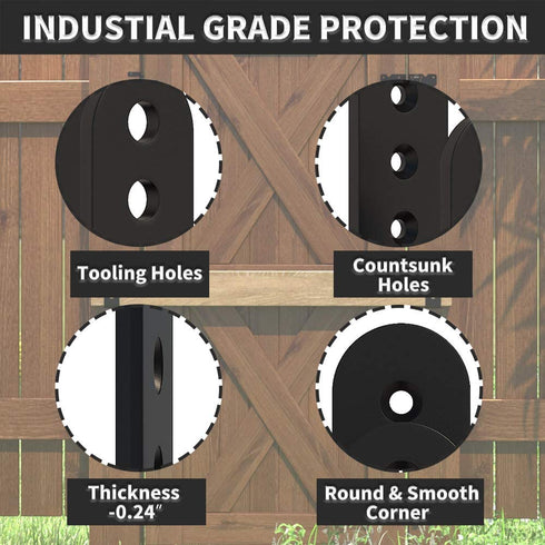 skysen Upgrade Door Security Barricade Brackets,Thickness-1/4" Drop Open Bar Holder Steel U Bracket fit for 2 x 4 Lumber,Carbon Steel,Black(fdzj-1)