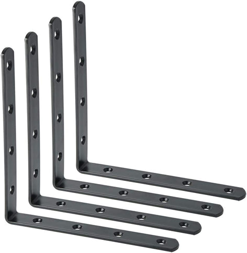 Alise 6x6 Inch Stainless Steel Shelf Bracket Heavy Duty Brackets for Floating Shelves Boards Wall Hanging Support,Black Finish 4 Pcs