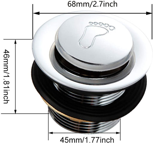 ZLYY Tip Toe Style Bathtub Drain Stopper with A Flexible Water Pipe