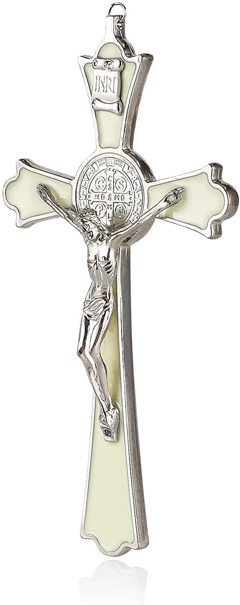 Saint Benedict Enamel Crucifix - Crucifix Wall Cross Metal Wall Art-8 Inch Cross Give Blessing and The Spiritual Sacred:Faith Gift for your Acquaintances