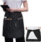 ROTANET Waist Apron with 3 Pockets Black Bistro Apron Long Server Apron Half Wide Extra Large Waterproof Multi Pack