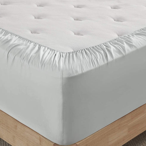 Comfort Spaces 100% Rayon (from Bamboo) Bed Sheets, Breathable, Cooling Sheet with 15" Deep Pocket, All Season, Cozy Bedding, Fitted Sheet ONLY, Cal King, Grey (CS20-1207)