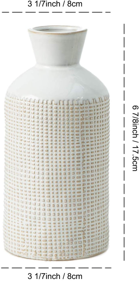 Jojuno Gray White Finish Ceramic Flower Vase Home Decor Vase and Table Centerpieces Vase for Friends and Family, Christmas, Wedding, Bridal Shower