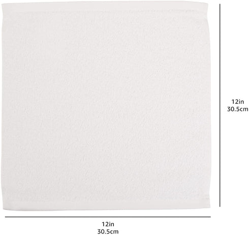 Amazon Basics Fast Drying, Extra Absorbent, Terry Cotton Washcloths - Pack of 24, White, 12 x 12-Inch