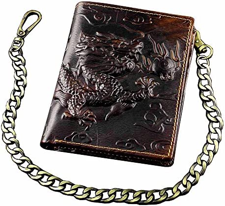 Vintage Dragon Mens Wallet Slim Card Money Purse Wi/ Safe Chain
