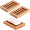 3 Pack Bamboo Wood Soap Dish, Natural Drainage Bar Soap Holder, Soap Tray for Shower Bathroom Kitchen