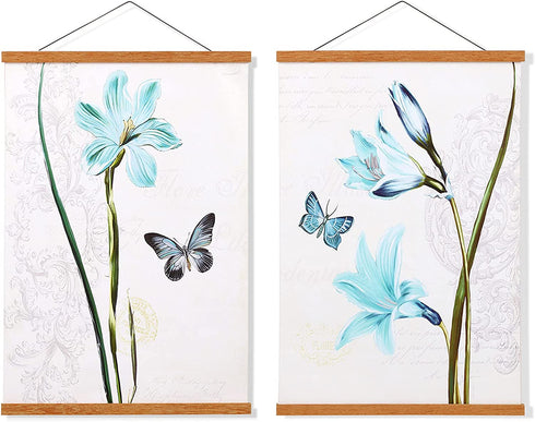 FALAMON 2 Pack Magnetic Poster Hanger Frame, 18x24 18x30 18x28 Teak Wood Magnet Poster Frame for Posters, Prints, Photos, Pictures, Maps, Scrolls, and Canvas Artwork
