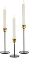 Romadedi Candlestick Holders for Taper Candle - Set of 3 Gold and Black Decorative Candle Stick Holder for Home Mantel Dinning Table Christmas Wedding Centerpiece Decorations, 5.8/8/8.8™™ Tall