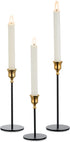 Romadedi Candlestick Holders for Taper Candle - Set of 3 Gold and Black Decorative Candle Stick Holder for Home Mantel Dinning Table Christmas Wedding Centerpiece Decorations, 5.8/8/8.8™™ Tall