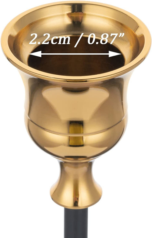 Romadedi Candlestick Holders for Taper Candle - Set of 3 Gold and Black Decorative Candle Stick Holder for Home Mantel Dinning Table Christmas Wedding Centerpiece Decorations, 5.8/8/8.8™™ Tall