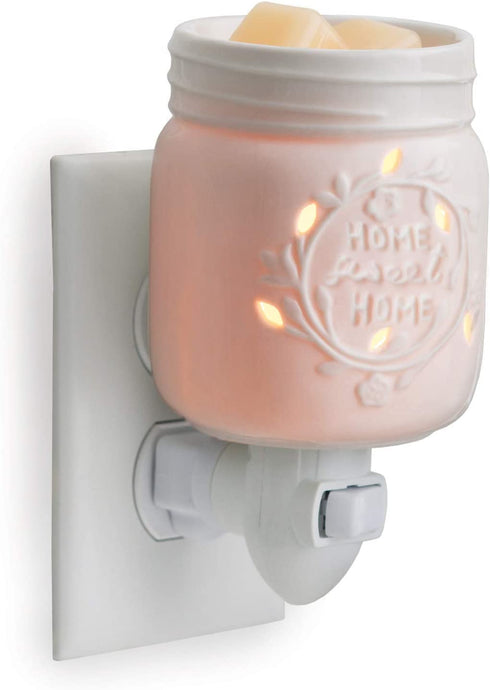 CANDLE WARMERS ETC Pluggable Fragrance Warmer- Decorative Plug-in for Warming Scented Candle Wax Melts and Tarts or Fragrance Oils, Mason Jar White Porcelain