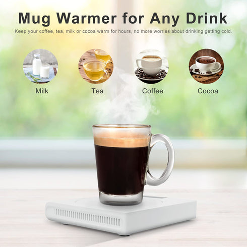 Mug Warmer 5 Temperature Settings Timing Reminder | Portable Beverage Warmer USB Coffee Mug Warmer with Auto Shut Off Function Coffee Cup Warmer for Desk White