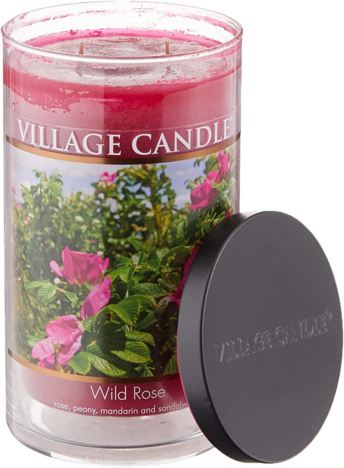 Village Candle Wild Rose Large Tumbler Jar Candle, 19 Oz, Traditions Collection, Pink