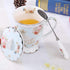 AWHOME Tea Cup and Lid and Spoon Set Royal Fine Bone China Coffee Mug 330ml Light Blue TeaCups