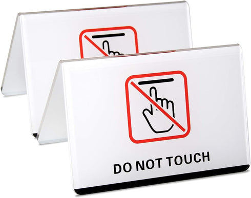 dealzEpic - Do Not Touch Table Top Sign | Clear White Acrylic Double-Sided Tabletop Sign - 4.1x2.6 inches | Set of 2