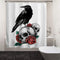 HIYOO Halloween Flower Skull and Raven Shower Curtain with Hooks, Bathroom Sugar Skeleton Shower Curtain, Horror Scary Hallowmas Waterproof Fabric Shower Curtain Sets - Red / Green 60" W x 72" L