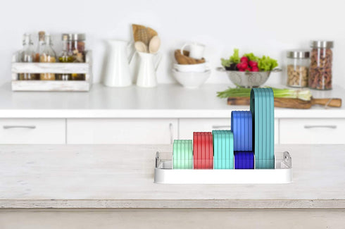 EVERIE Food Container Lid Organizer Compatible with 12'' Deep Cabinets, GS01 (White)