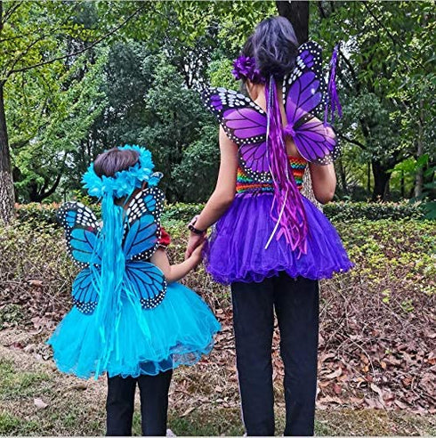 Girls Fairy Costume Set with Butterfly Wings Tutu Wand and Halo Headband