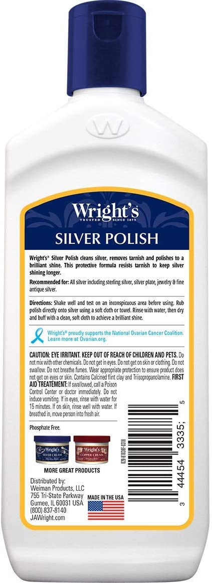 Wright's Silver Cleaner and Polish - 7 Ounce (2 Pack) Ammonia-Free - Use on Silver, Jewelry, Antique Silver