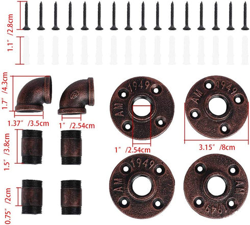 Shelf Brackets,GoYonder Industrial Pipe Floating Shelf Brackets Wall Mounted Pipe Brackets for Steampunk Home Decor,2 Pack (8x8CM, Bronze Finish)