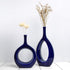 Samawi Blue Ceramic Vase/12 inch/Flowers Home Decor Decorative Blue Vase Modern/Geometric Vase/Peephole Vase for Living Room/Bedroom/Dining Table