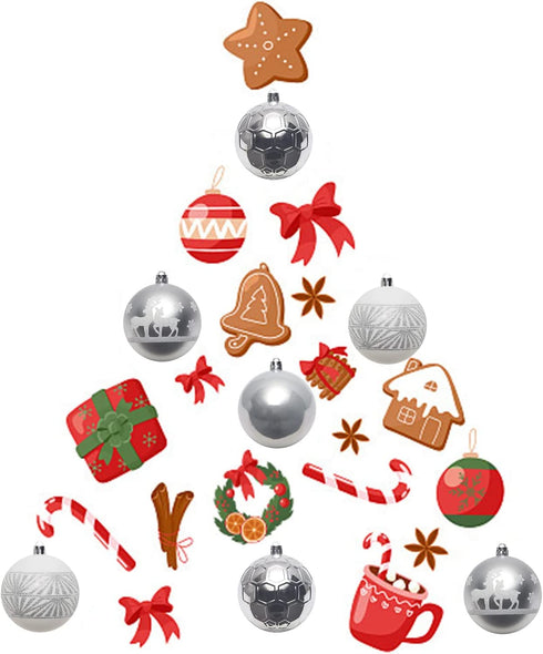 Super Holiday 20PCS Christmas Ball Ornaments Set, Shatterproof Handpainted Decoration for Xmas Tree, Home Decor for Holiday, Party, Birthday, Wedding, Anniversary, Christmas- 80mm/3.14", Sliver/White.
