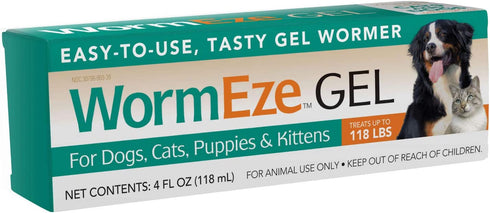 WormEze Gel Dog Puppies Cat & Kitten Worm Remover 4oz