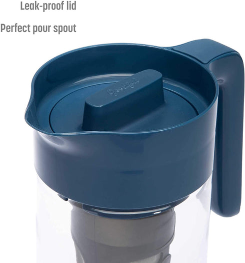 Goodful Airtight Cold Brew Iced Coffee Maker, Shatterproof Durable Tritan Plastic Construction, Leak-Proof Lid, Large Capacity with Premium Stainless Steel, 2.25 Qt, Blue