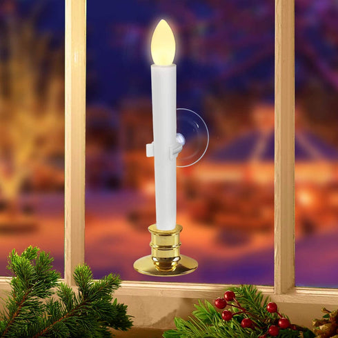 Window Candles with Remote Timers 10PCS Battery Operated Flickering Flameless Led Electric Candle Lights with Gold Base and 10PCS Suction Cups Taper Candles Holder for Christmas Decorations
