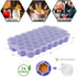 Upgrade Ice Cube Trays, TGJOR 2 Pack Silicone Flexible Ice Cube Trays with Lid, 74 Cubes Ice Trays for Chilled Drinks, Whiskey & Cocktails , Stackable Flexible Safe Ice Cube Trays (blue+purple)