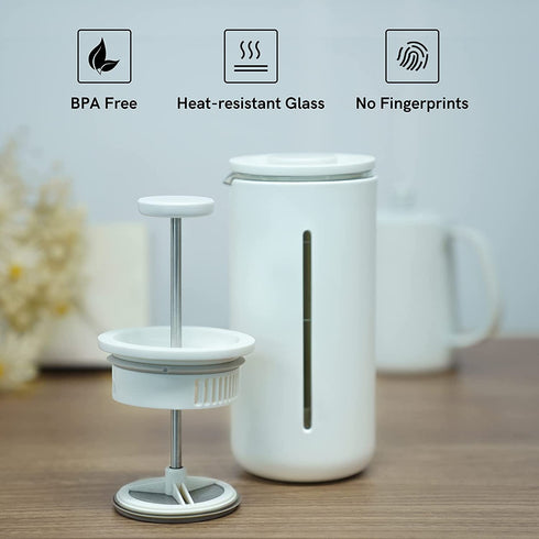 TIMEMORE French Press Coffee & Tea Maker 15oz(450ml), Heat Resistant Thickened Borosilicate Glass Coffee Press with 1 Filter Screen and Stainless Steel Stand, Durable Rust-Free Easy Clean, BPA Free