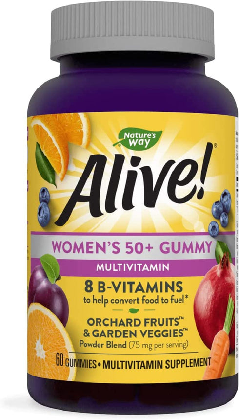 Nature’s Way Alive! Women’s 50+ Gummy Multivitamins, Essential Vitamins & Minerals, Supports Whole Body Wellness*, Vegetarian, Mixed Berry Flavored, 60 Gummies