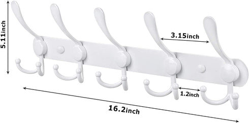 WHITGO Wall Mounted Coat Rack, 2 Packs 15 Hooks Stainless Steel Coat Hook Rail for Coat Hat Towel Purse Robes Entryway Bathroom Closet Room